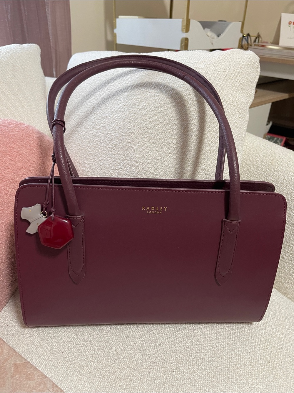 RADLEY LONDON Burgundy Structured Leather Satchel